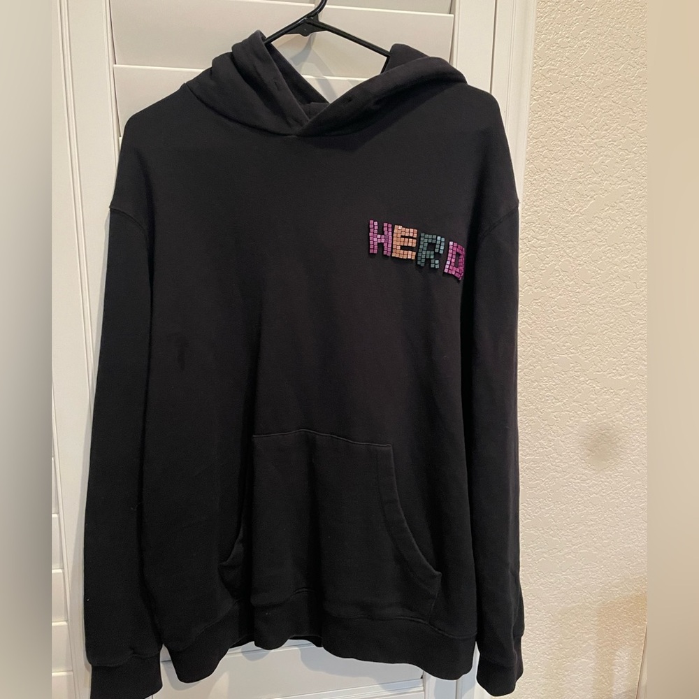 Black Hoodie with Colorful 'HERO Patch
